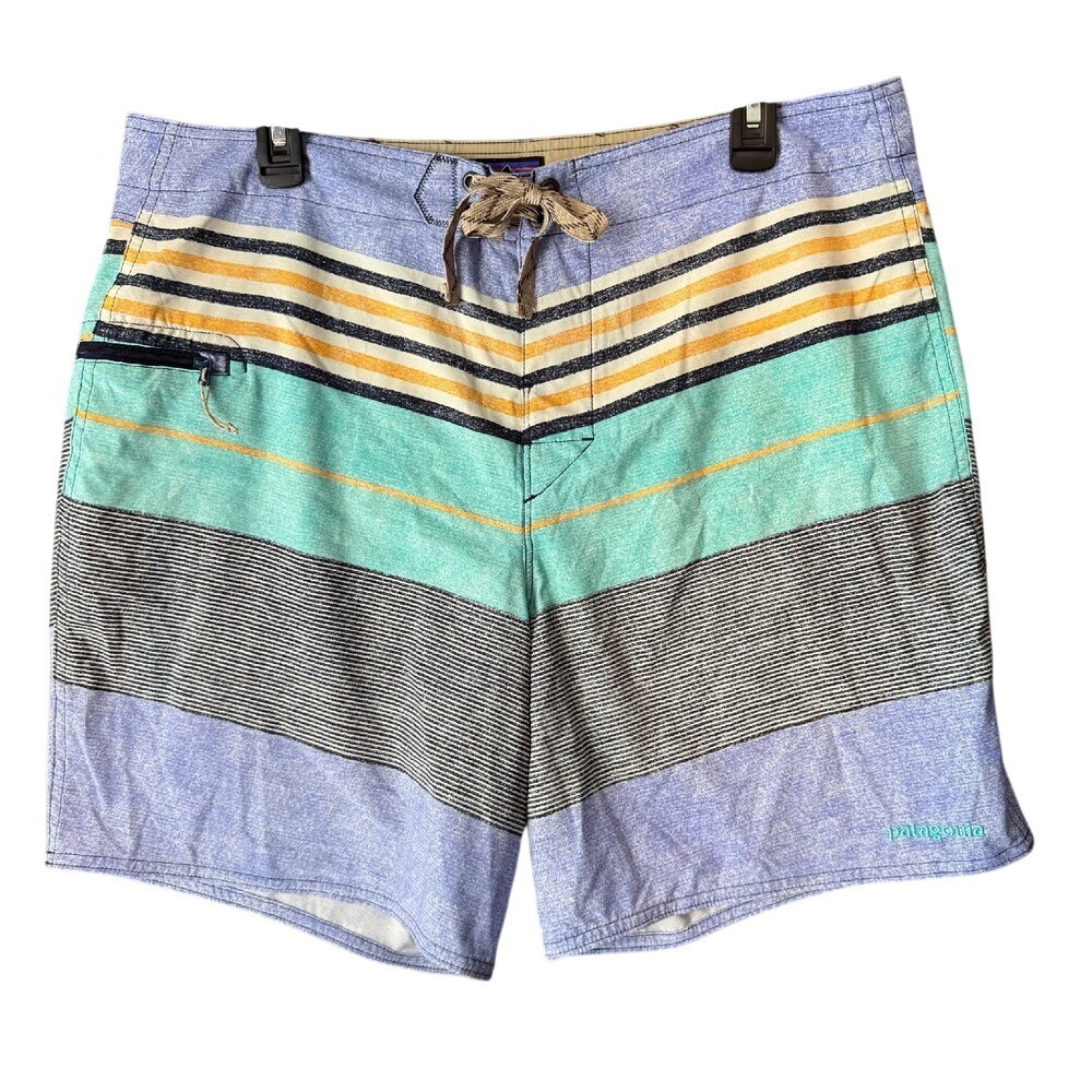 Patagonia Board‎ Shorts Mens 36 Striped Surf Swim Beach Baggies Style